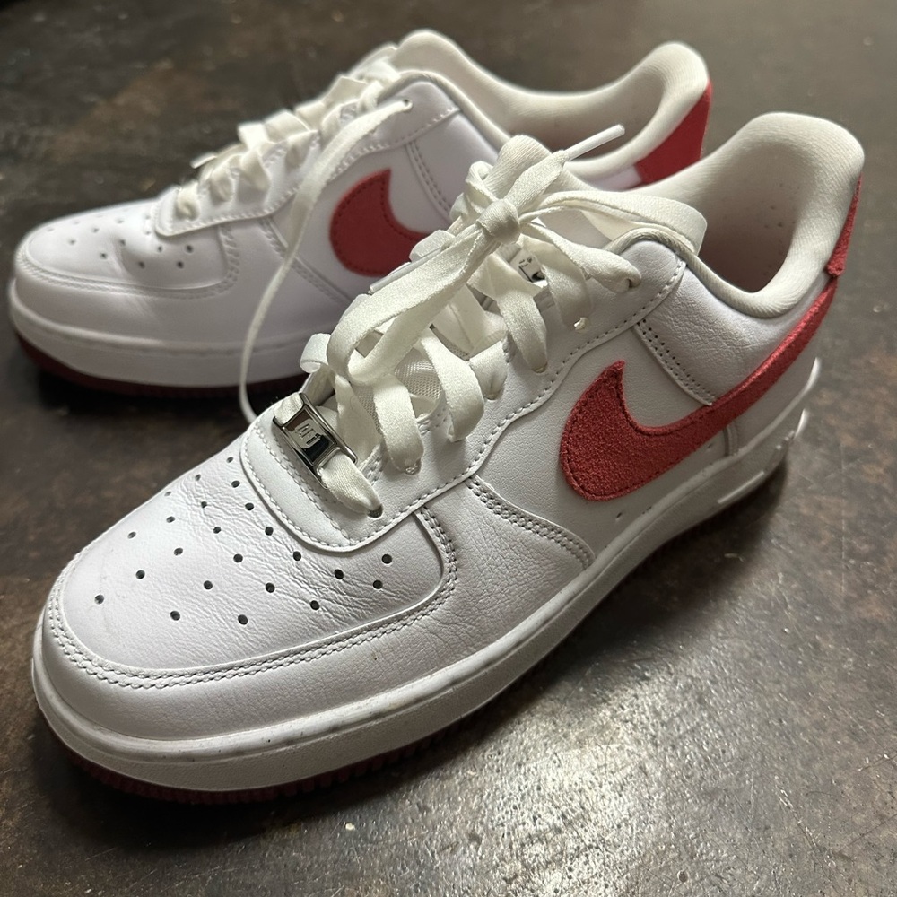 Nike Air force Ones White and Red Sneakers